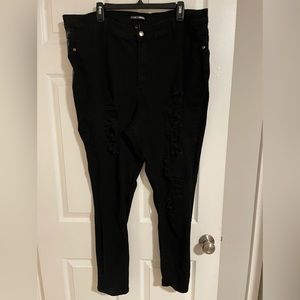 Fashion Nova Black distressed Denim skinny Jeans 3X